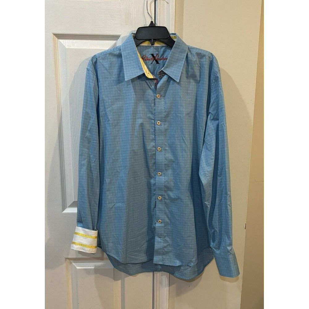 Robert Graham Men's Sz XL Long Sleeve Button Down Shirt Blue Tailored Fit *Read*